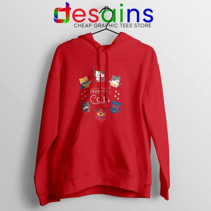 Dungeons and Cats Red Hoodie Dungeons and Dragons Hoodies Unisex