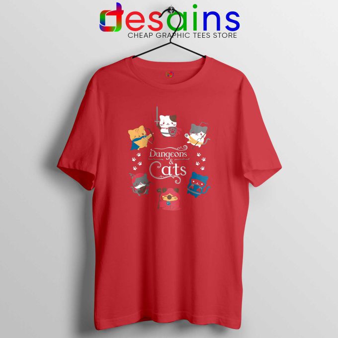 Dungeons and Cats Red Tshirt Dungeons and Dragons Tee shirts Game