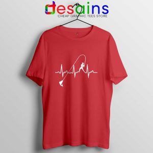 Fishing Heartbeat Red Tshirt Cheap Fishing Graphic Tees Shirts
