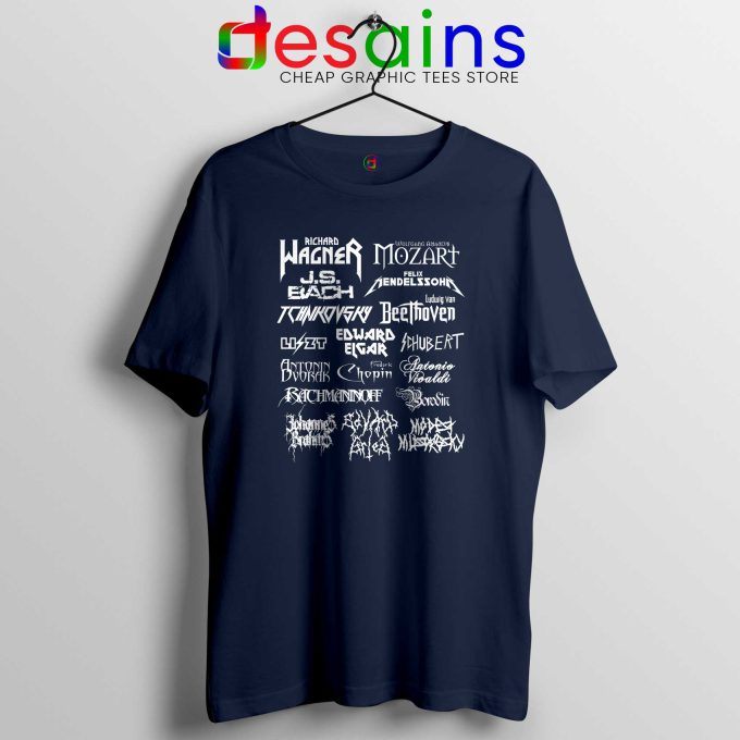 Heavy Metal Style Classical Composers Navy Tshirt Heavy Metal Tee Shirts