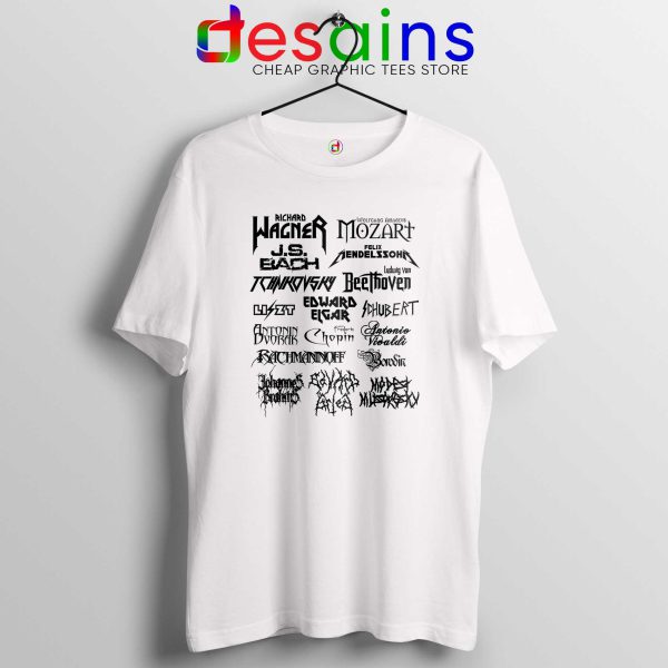 Heavy Metal Style Classical Composers White Tshirt Heavy Metal Tee Shirts