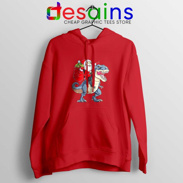 Hoodie Red Santa Riding Dinosaur Cheap Hoodies Santa Christmas