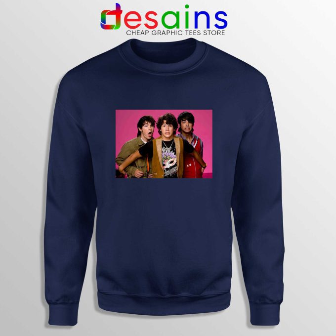 Jonas Brothers Vintage Navy Sweatshirt JOBROS Crewneck Sweater