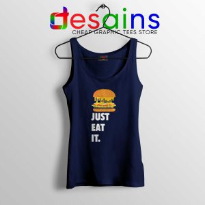 Just Eat It Burger Lover Navy Tank Top Just Do it Burger Tank Tops