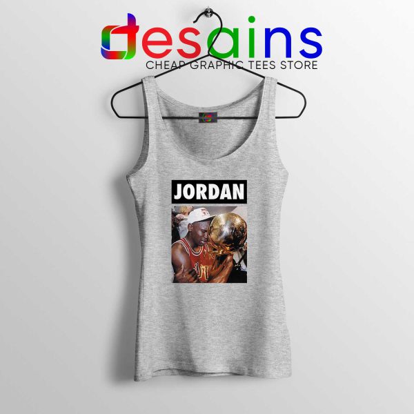 Michael Jordan Championship Trophy Sport Grey Tank Top NBA Jordan Tank Tops