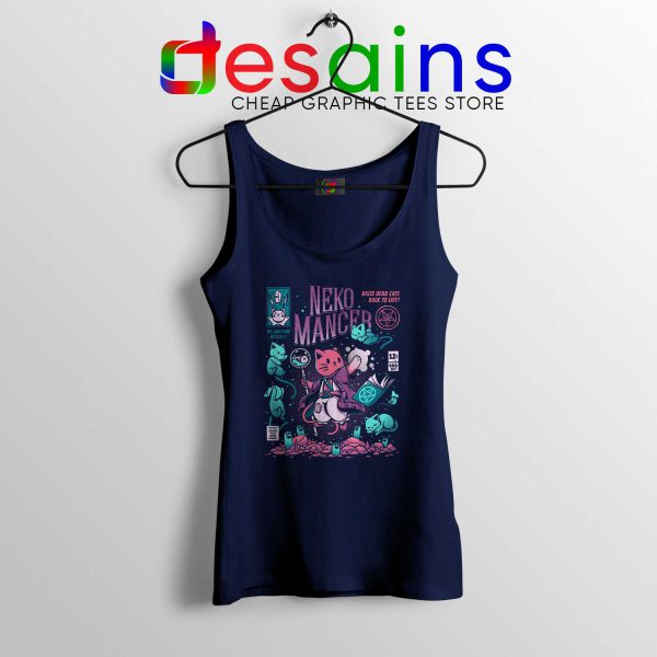 Nekomancer Cat Navy Tank Top Cute Kitty Puppy Graphic Tank Tops