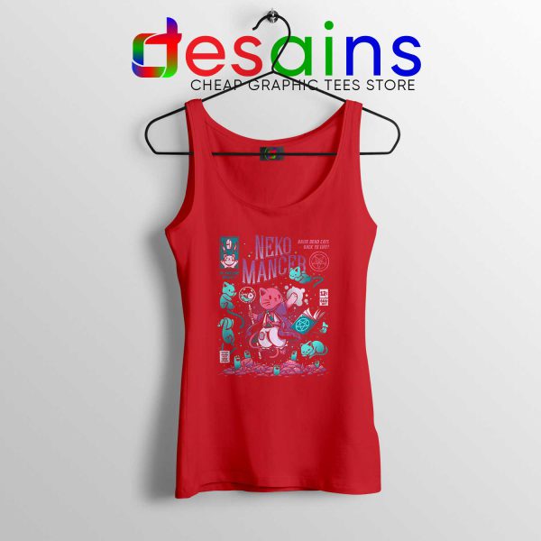 Nekomancer Cat Red Tank Top Cute Kitty Puppy Graphic Tank Tops