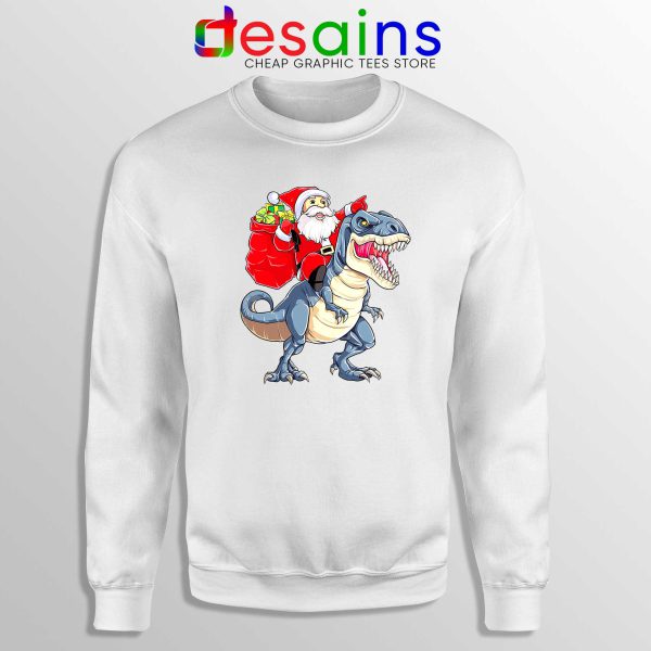 Santa Riding Dinosaur Sweatshirt Cheap Ugly Sweater Santa Christmas