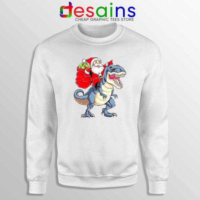 Bad Santa Riding Dinosaur Sweatshirt Ugly Christmas