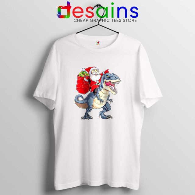 Bad Santa Riding Dinosaur Tshirt Christmas Funny