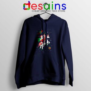 Santa Unicorn Ugly Christmas Navy Hoodie Funny Unicorn Cheap Hoodies