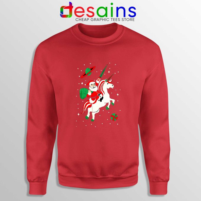 Santa Unicorn Ugly Christmas Red Sweatshirt Cheap Funny Unicorn Sweater