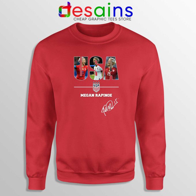 Sweatshirt Red Megan Rapinoe Signature USA Womens Soccer Team Sweater