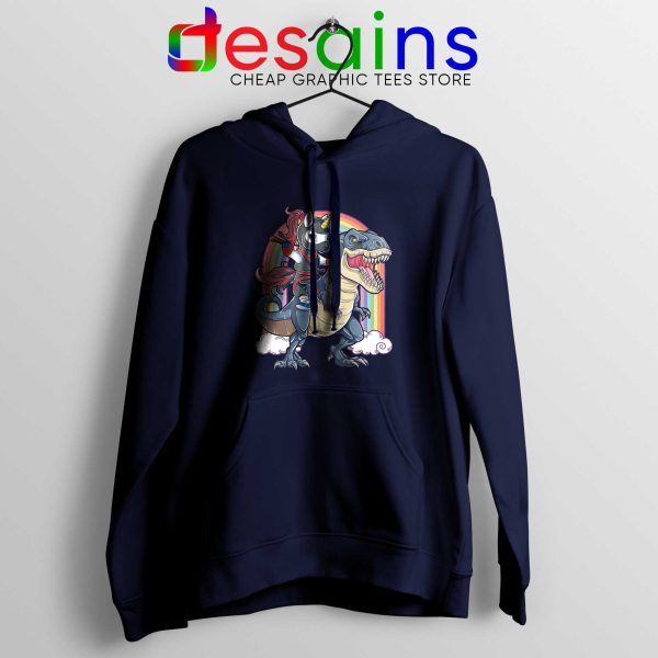 Unicorn Ninja Riding Dinosaur Navy Hoodie Unicorns and Rainbows Hoodies