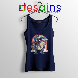 Unicorn Ninja Riding Dinosaur Navy Tank Top Unicorns and Rainbows Tank Tops