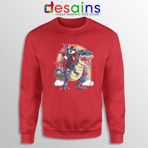 Unicorn Ninja Riding Dinosaur Red Sweatshirt Unicorns and Rainbows