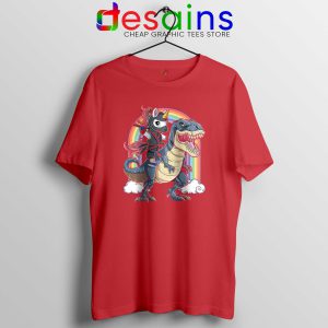 Unicorn Ninja Riding Dinosaur Red Tshirt Unicorns and Rainbows Tee Shirts