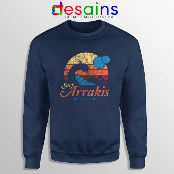 Visit Arrakis Vintage Navy Sweatshirt Distressed Surf Dune Crewneck Sweater