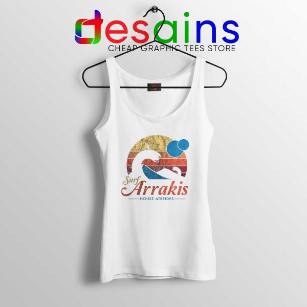 Visit Arrakis Vintage White Tank Top Distressed Surf Dune Graphic Tank Tops