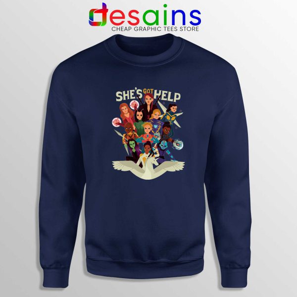 Women of Marvel Navy Sweatshirt Female Avengers Team Poster Sweater