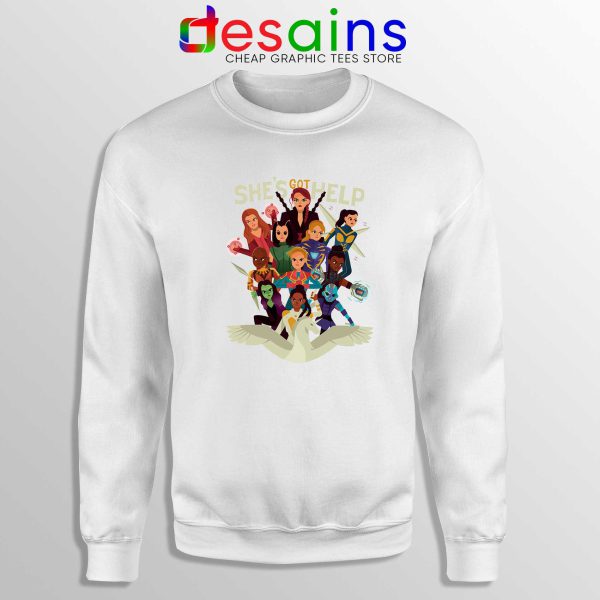 Women of Marvel White Sweatshirt Female Avengers Team Poster Sweater