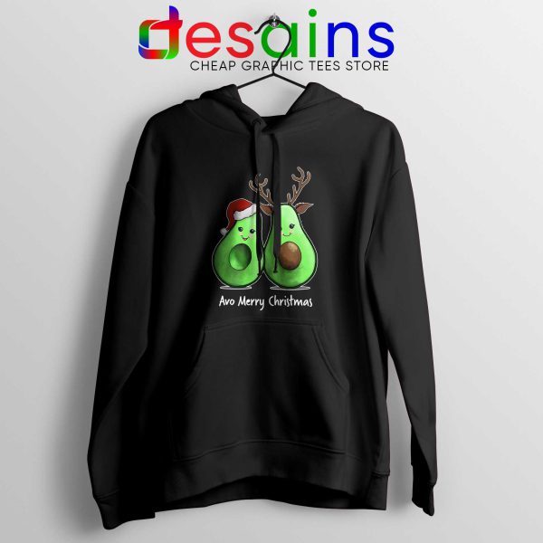 Avo Merry Christmas Black Hoodie Funny Santa Deer Christmas Avocado