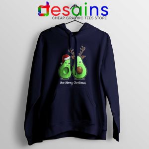 Avo Merry Christmas Navy Hoodie Funny Santa Deer Christmas Avocado