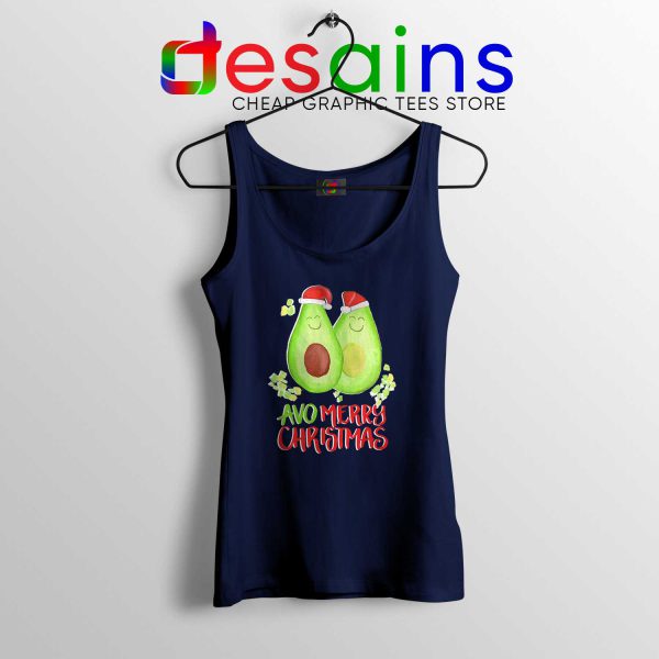 Avocado Merry Christmas Navy Tank Top Cheap Avo Christmas Tank Tops