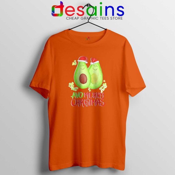 Avocado Merry Christmas Orange Tshirt Funny Avo Merry Christmas Tee Shirts