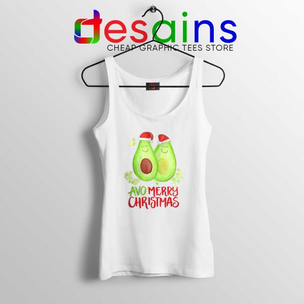 Avocado Merry Christmas White Tank Top Cheap Avo Christmas Tank Tops