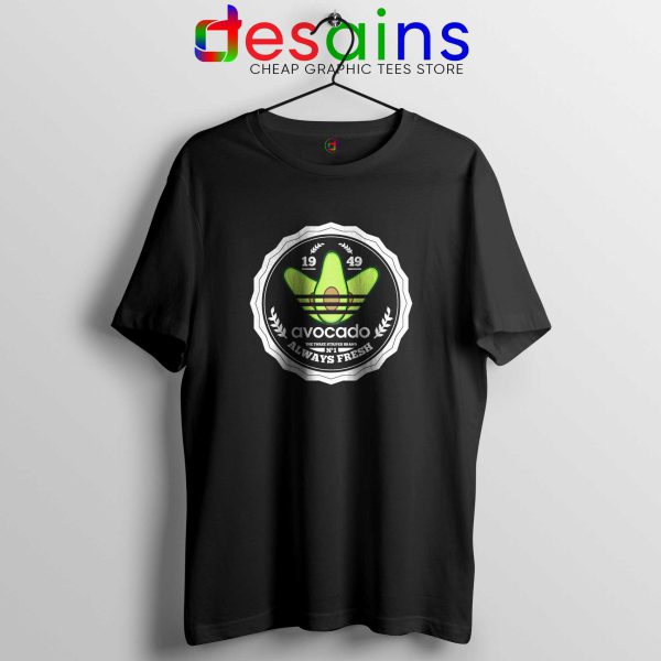 Avocado Three Stripes Always Fresh Black Tshirt Avocado Adidas Tee Shirts