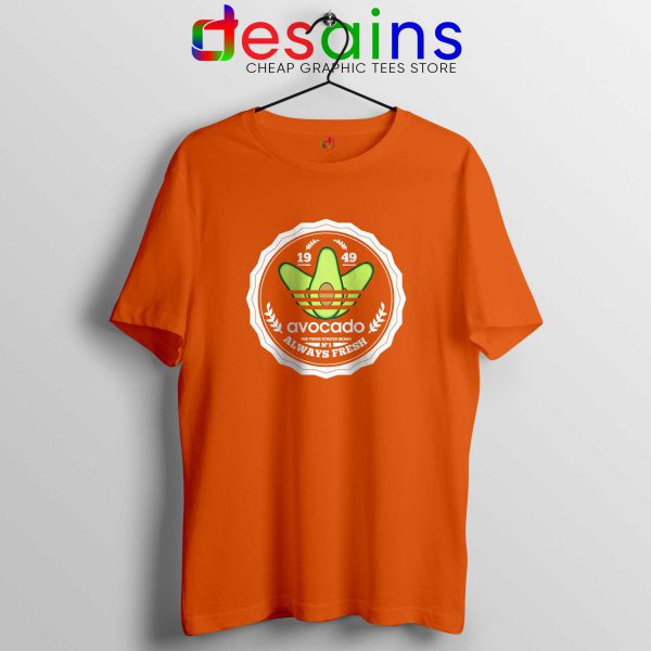 Avocado Three Stripes Always Fresh Orange Tshirt Avocado Adidas Tee Shirts