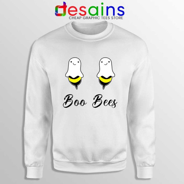 Boo Bees Halloween White Sweatshirt Funny Sweater Halloween Gifts S-2XL