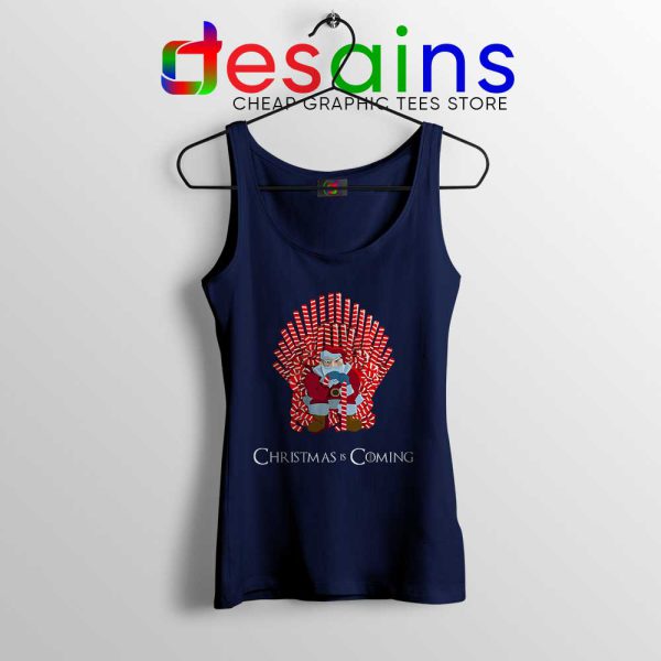 Christmas Is Coming Santa Navy Tank Top Candy Cane Game Of Thrones