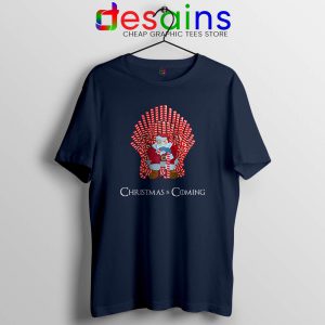 Christmas Is Coming Santa Navy Tshirt Candy Cane Game Of Thrones Tees