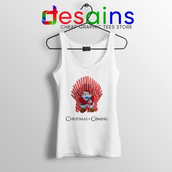 Christmas Is Coming Santa White Tank Top Candy Cane Game Of Thrones
