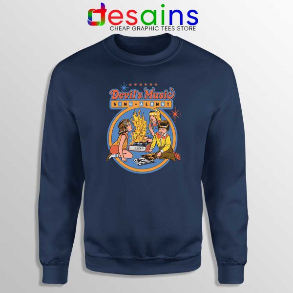 Devils Music Sing Along Navy Sweatshirt Vintage Retro Sweater S-2XL