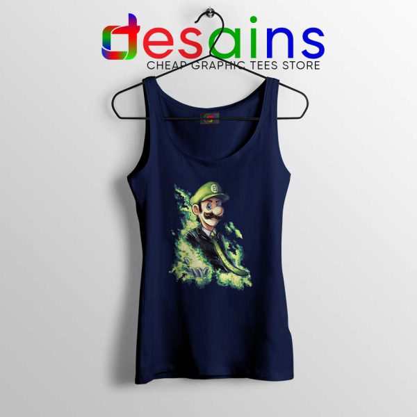 Elegant Luigi Navy Tank Top Cheap SSBU Luigi Player Tank Tops Game