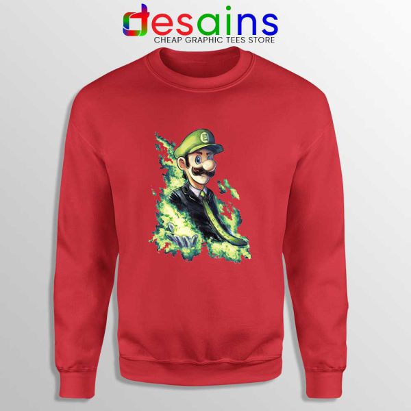 Elegant Luigi Red Sweatshirt SSBU Luigi Player Sweater Game