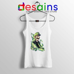 Elegant Luigi White Tank Top Cheap SSBU Luigi Player Tank Tops Game