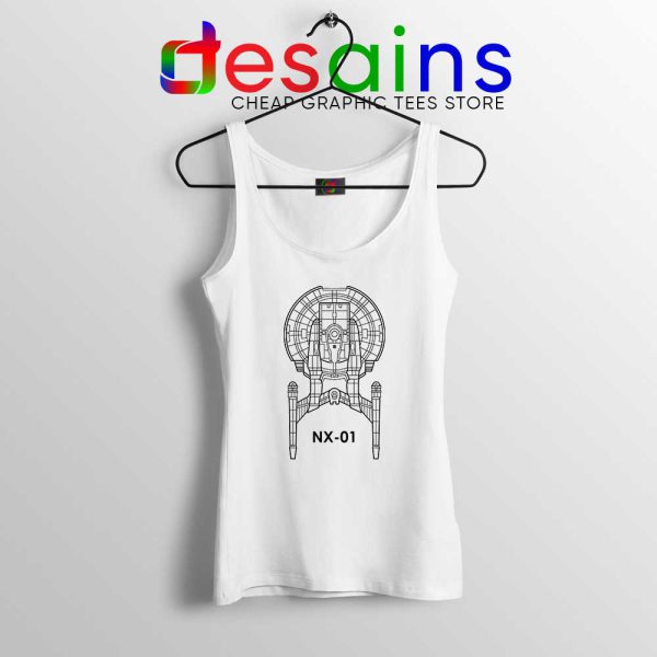 First Ship Enterprise NX01 White Tank Top Star Trek Merch GILDAN S-3XL