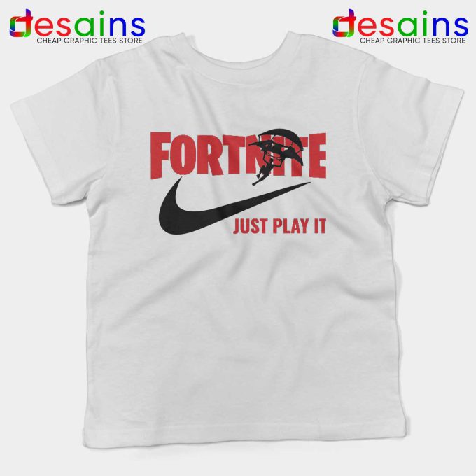 Fortnite Just Play it White Kids Tshirt Fortnite Just Do it Youth Tee Shirts
