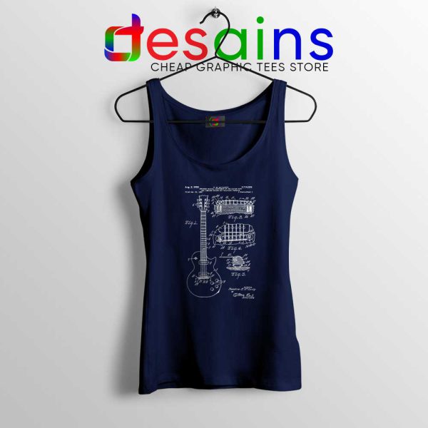 Gibson Les Paul Guitar Navy Tank Top Gibson Patent Guitar Tank Tops S-3XL