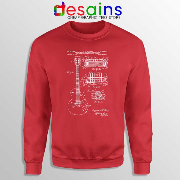 Gibson Les Paul Guitar Red Sweatshirt Gibson Patent Guitar Sweater S-2XL