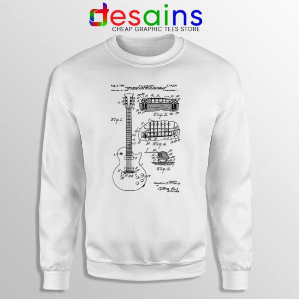 Gibson Les Paul Guitar White Sweatshirt Gibson Patent Guitar Sweater S-2XL