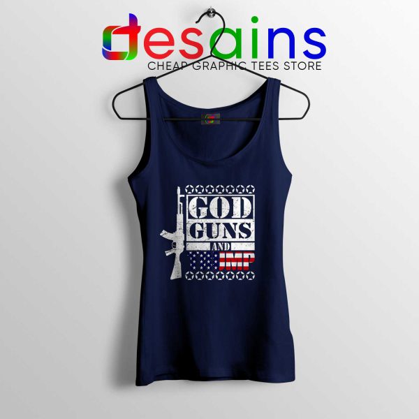 God Guns Trump Navy Tank Top Funny Donald Trump Tank Tops