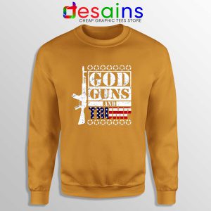 God Guns Trump Sweatshirt Orange Best Donald Trump Crewneck Sweater