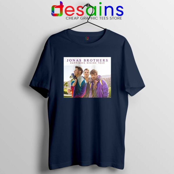 Jonas Brothers Happiness Navy Tshirt Begins Tour 2019 Tee Shirts S-3XL