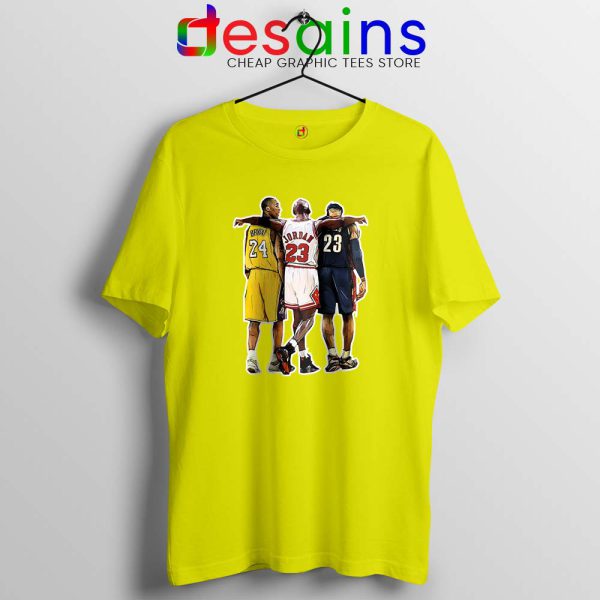Kobe Bryant x Michael Jordan x Lebron James Yellow Tshirt Cheap Tees Shirts