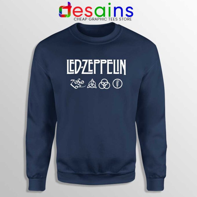 Led Zeppelin Classic Rock Band Navy Sweatshirt Logo Zeppelin Sweater